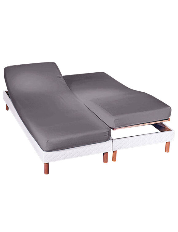 Effen hoeslaken in flanel voor gelede bedbodem, hoeken van 26 cm (antraciet) Effen hoeslaken in flanel voor gelede bedbodem, hoeken van 26 cm (antraciet)